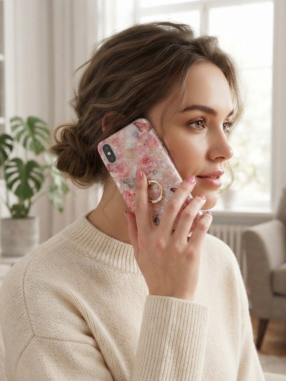 Qokey Compatible for iPhone Xs Case,for iPhone X Case Cute Clear Cover for Women